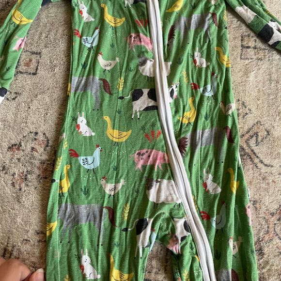 Little Sleepies 18-24mos Farm Animals Green Zippy One Piece Bamboo Sleeper EUC - Picture 4 of 8